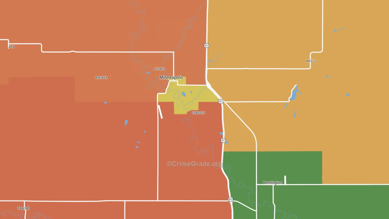 Ottawa County, KS Map of Drug-Related Crime Rates