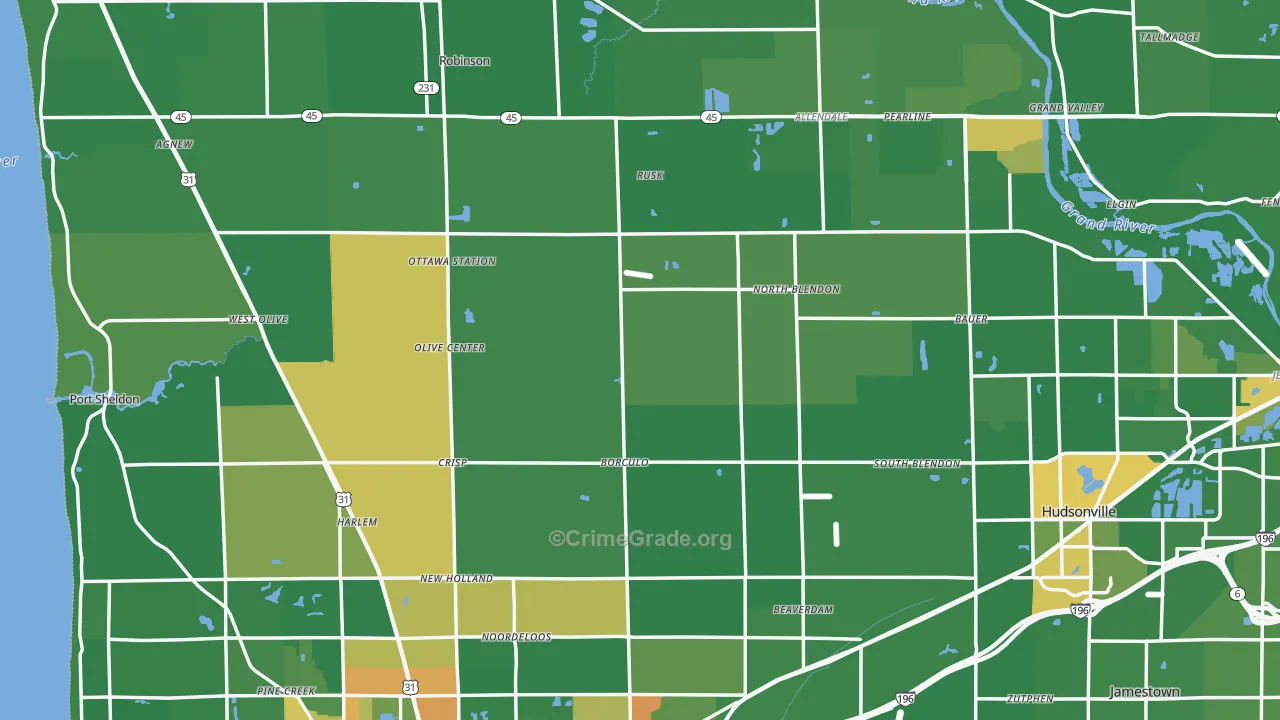 Ottawa County, MI Map of Drug-Related Crime Rates