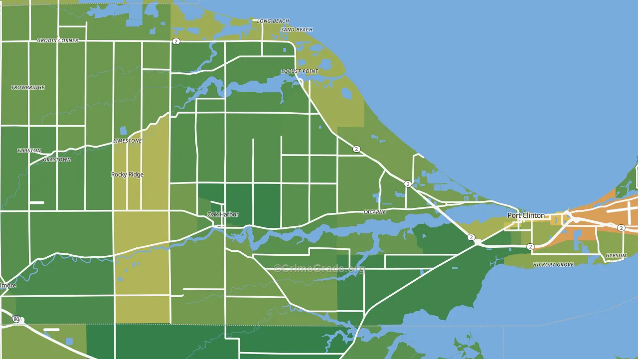 Ottawa County, OH Map of Drug-Related Crime Rates