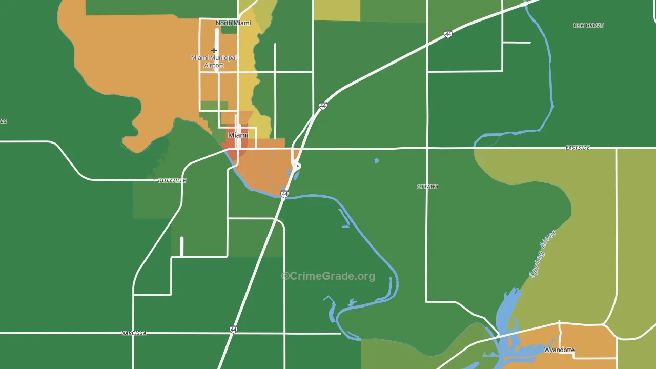 Ottawa County, OK Map of Drug-Related Crime Rates