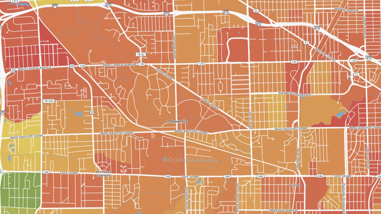 Ottawa Hills, OH Map of Drug-Related Crime Rates