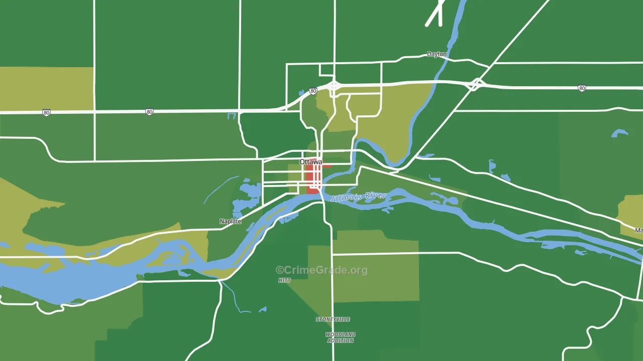 Ottawa, IL Map of Drug-Related Crime Rates