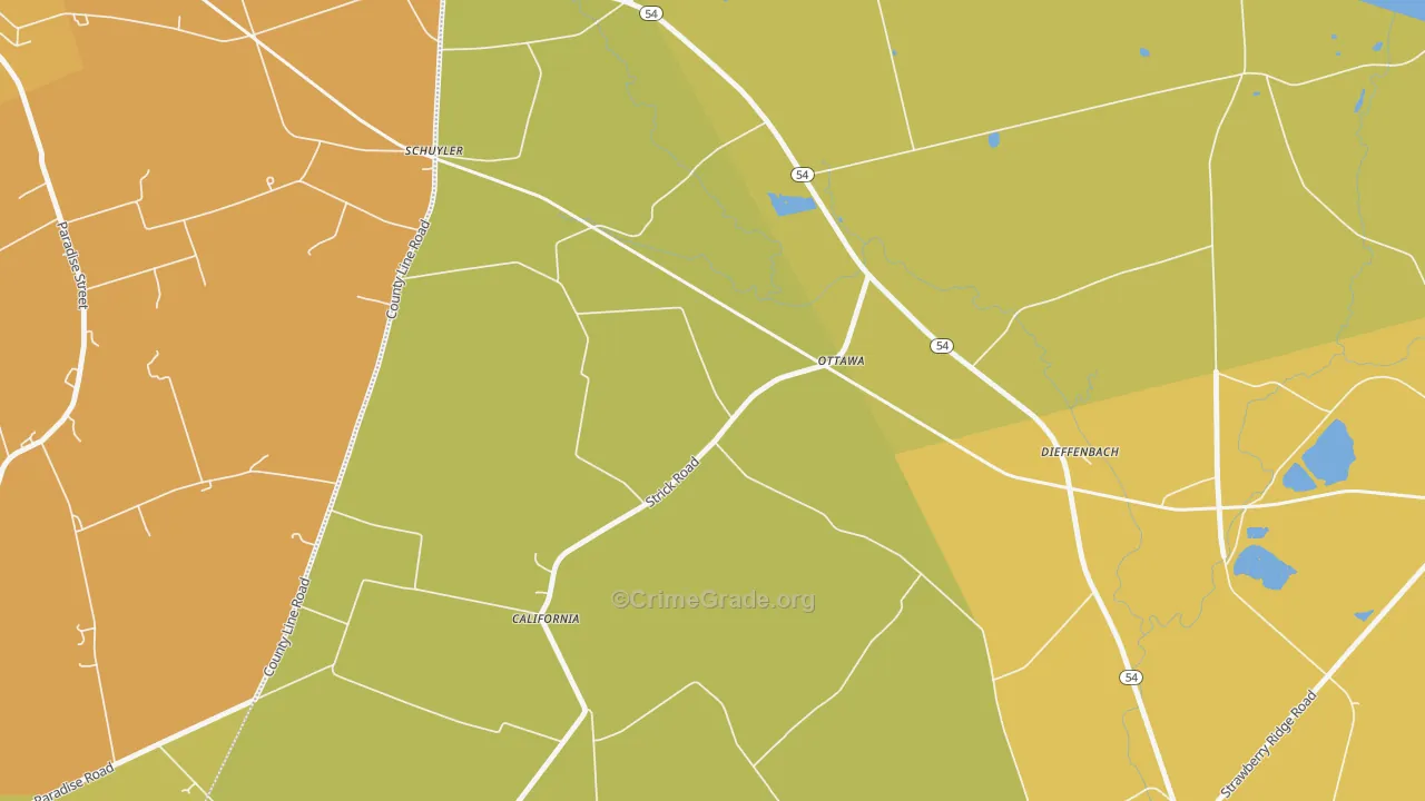 Ottawa, PA Map of Drug-Related Crime Rates