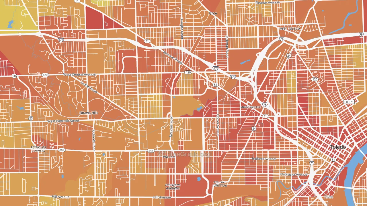 Ottawa, Toledo, OH Map of Drug-Related Crime Rates