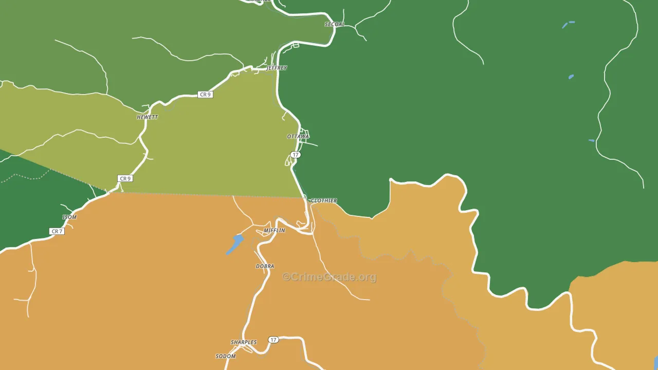Ottawa, WV Map of Drug-Related Crime Rates