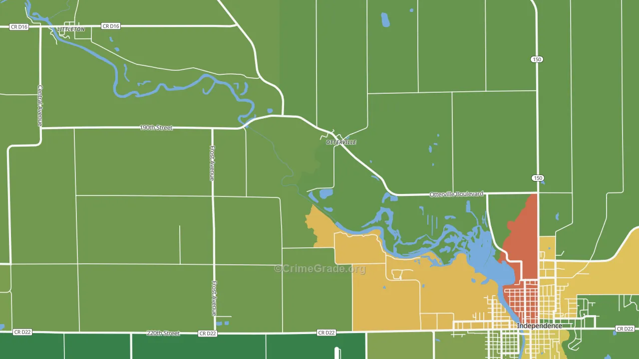 Otterville, IA Map of Drug-Related Crime Rates