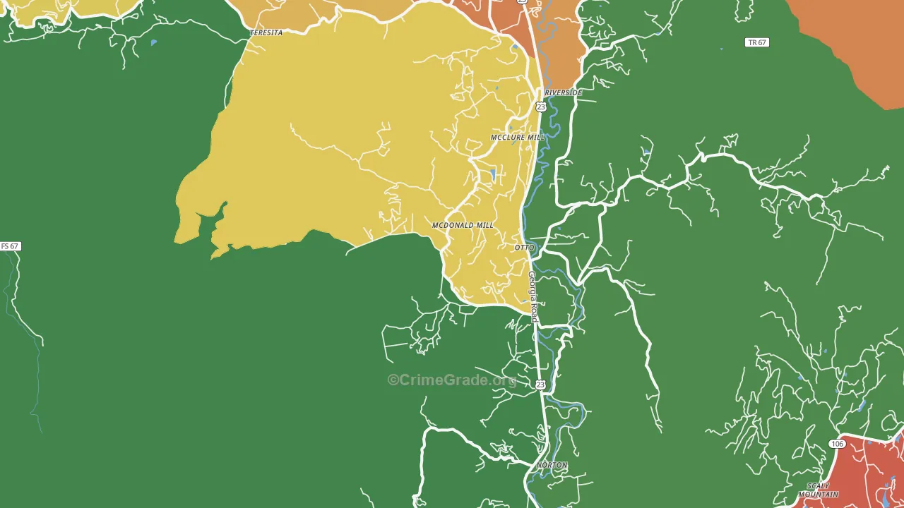 Otto, NC Map of Drug-Related Crime Rates