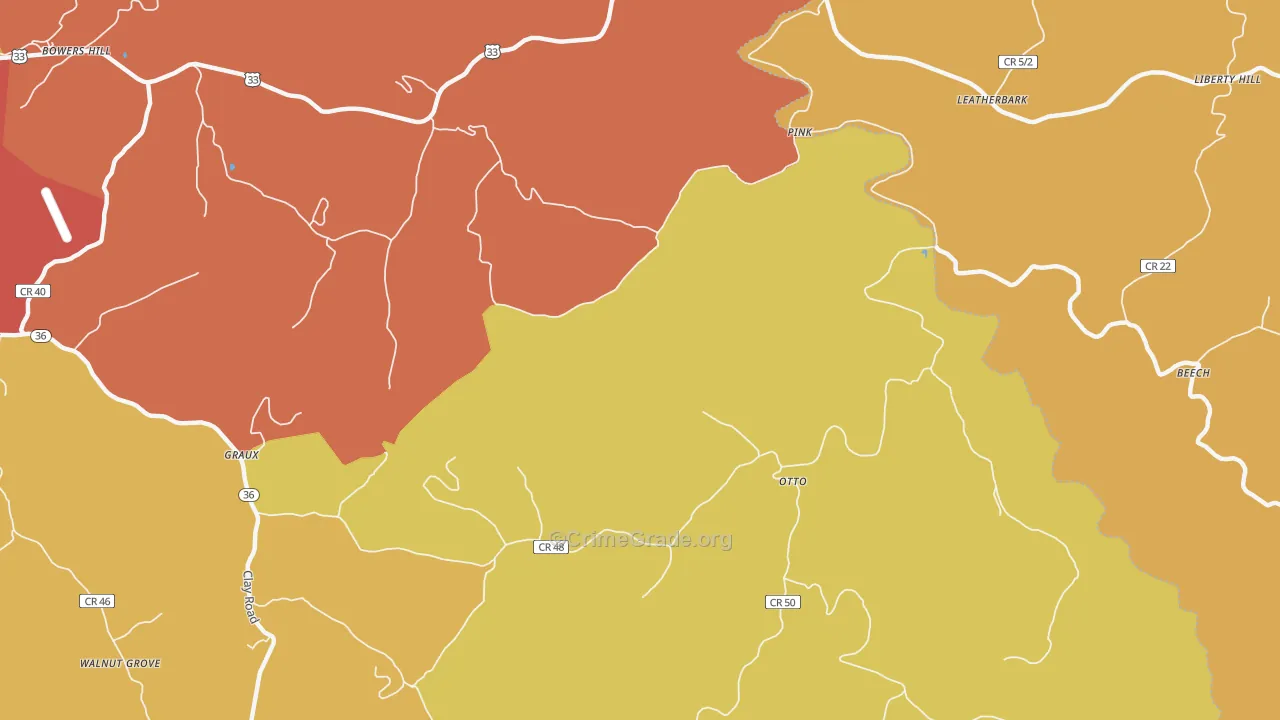 Otto, WV Map of Drug-Related Crime Rates