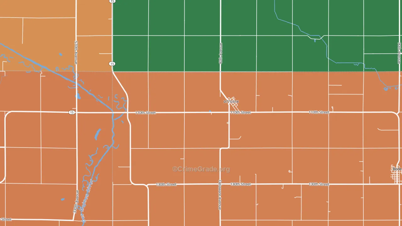 Ottosen, IA Map of Drug-Related Crime Rates