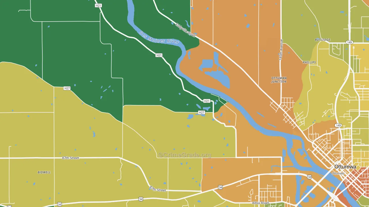 Ottumwa Junction, IA Map of Drug-Related Crime Rates