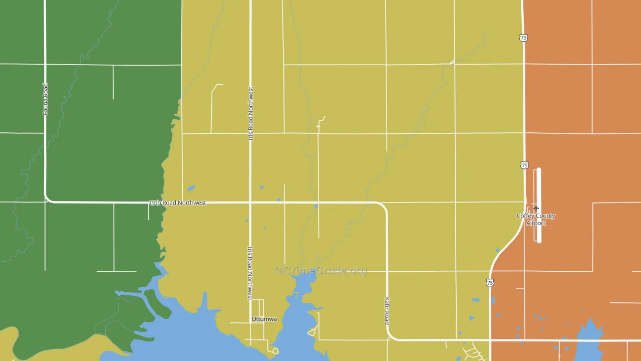Ottumwa, KS Map of Drug-Related Crime Rates