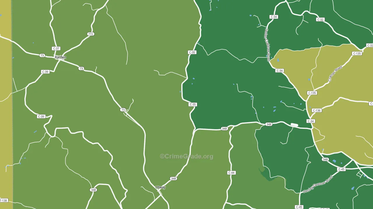 Otway, OH Map of Drug-Related Crime Rates