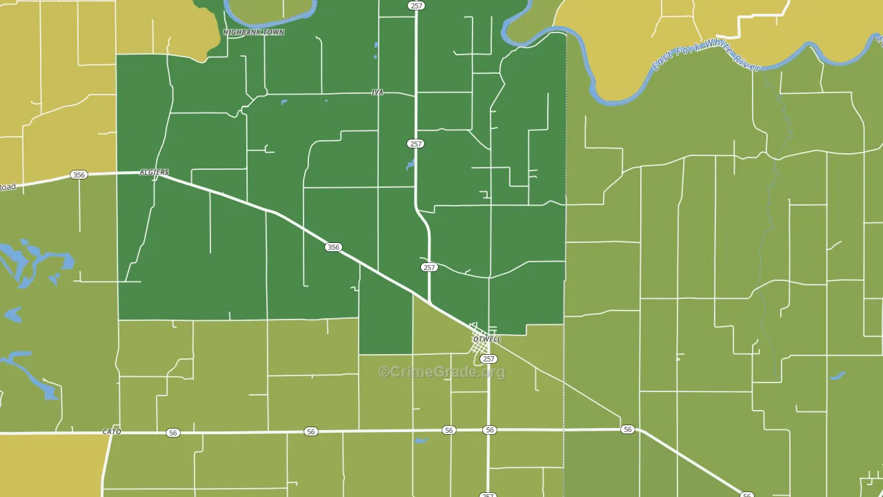 Otwell, IN Map of Drug-Related Crime Rates