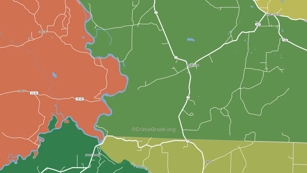 Ouachita, AR Map of Drug-Related Crime Rates