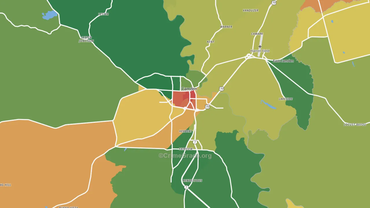 Ouachita County, AR Map of Drug-Related Crime Rates