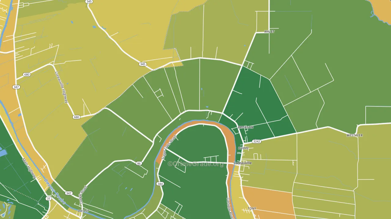 Oubre, LA Map of Drug-Related Crime Rates