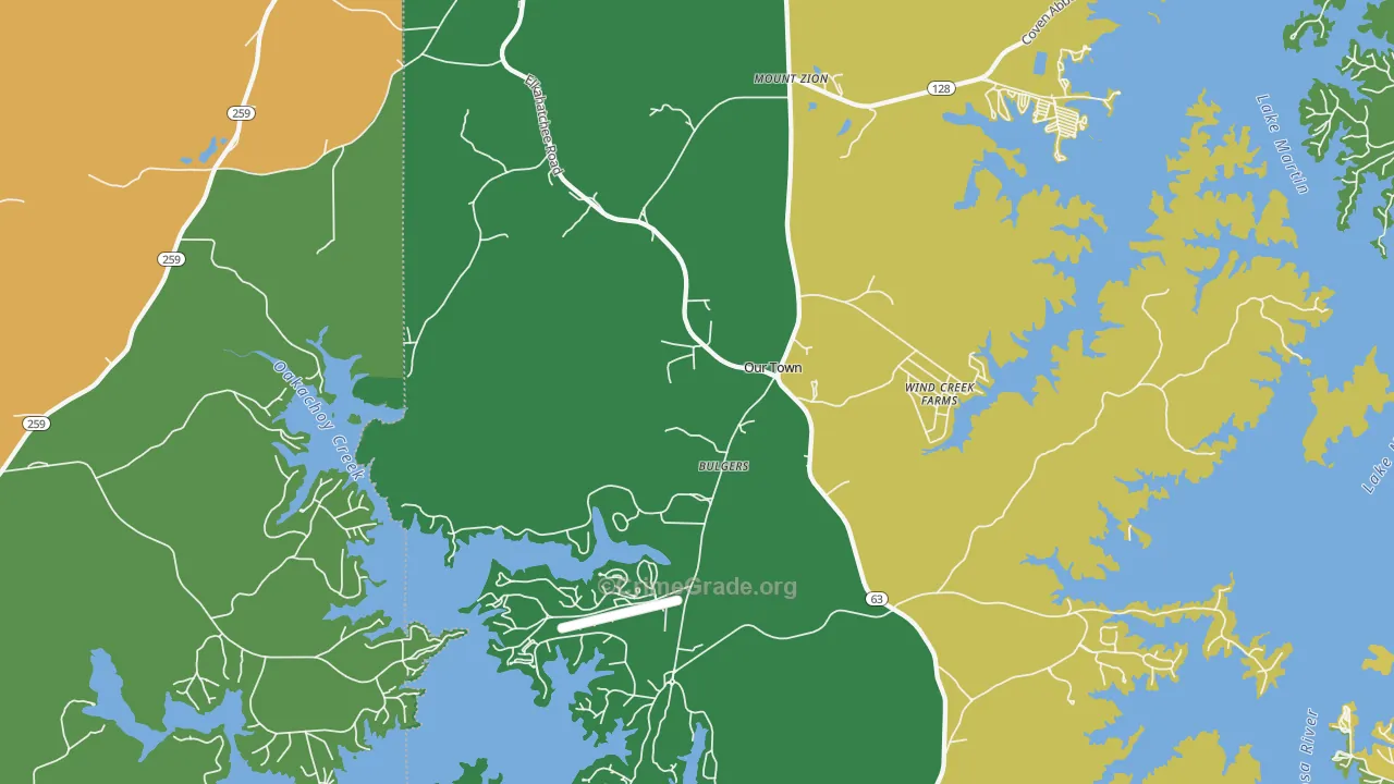 Our Town, AL Map of Drug-Related Crime Rates