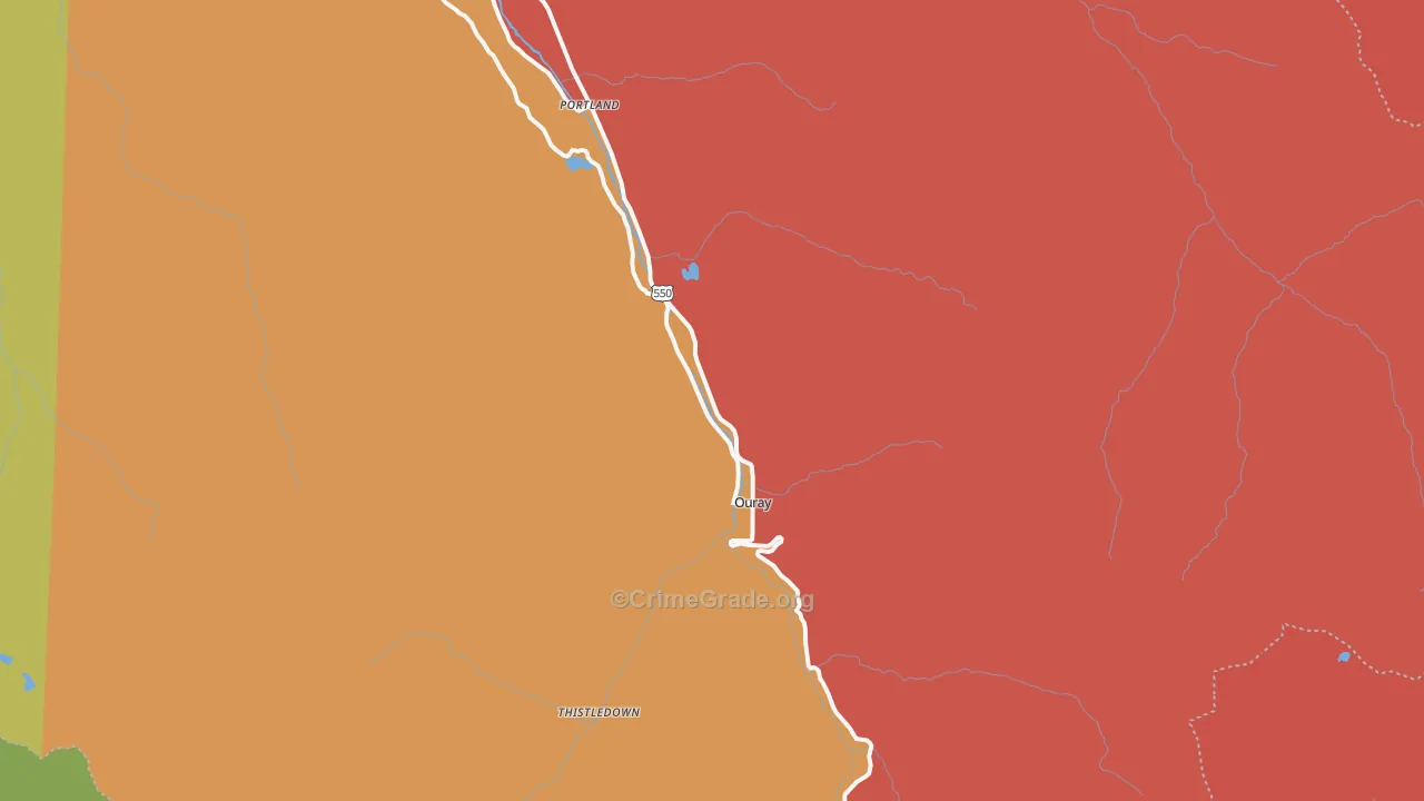 Ouray, CO Map of Drug-Related Crime Rates
