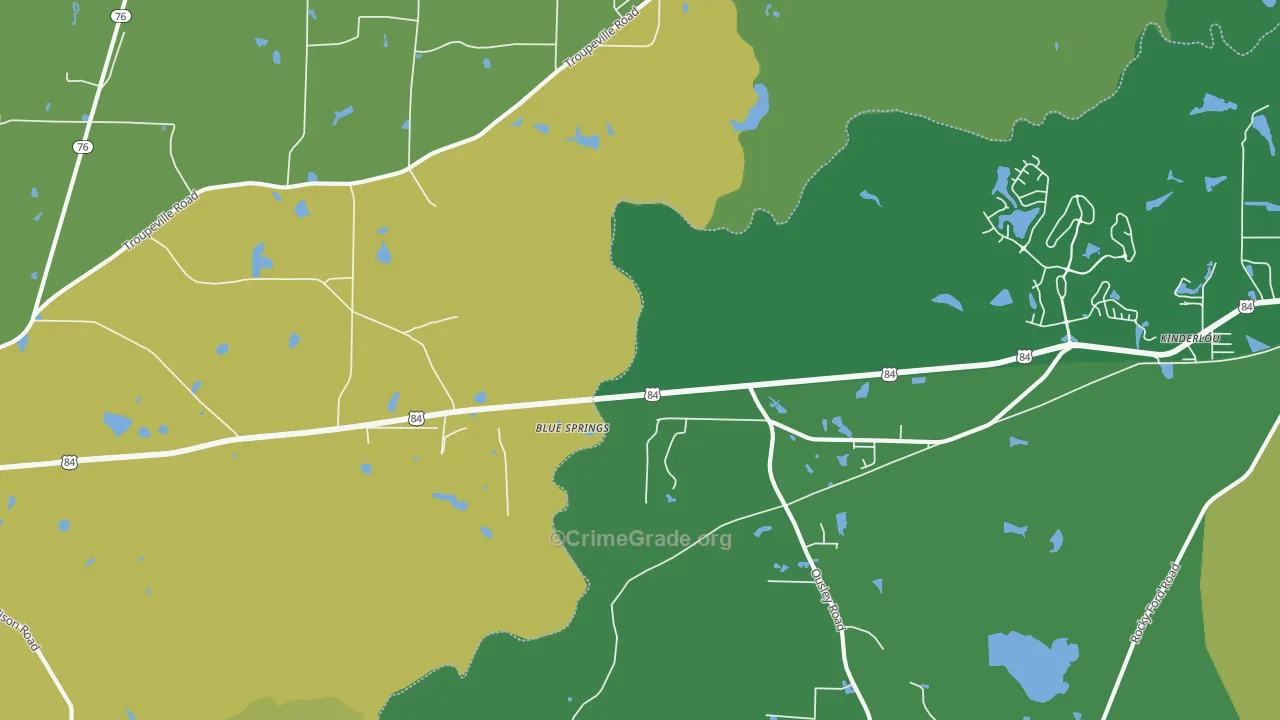Ousley, GA Map of Drug-Related Crime Rates