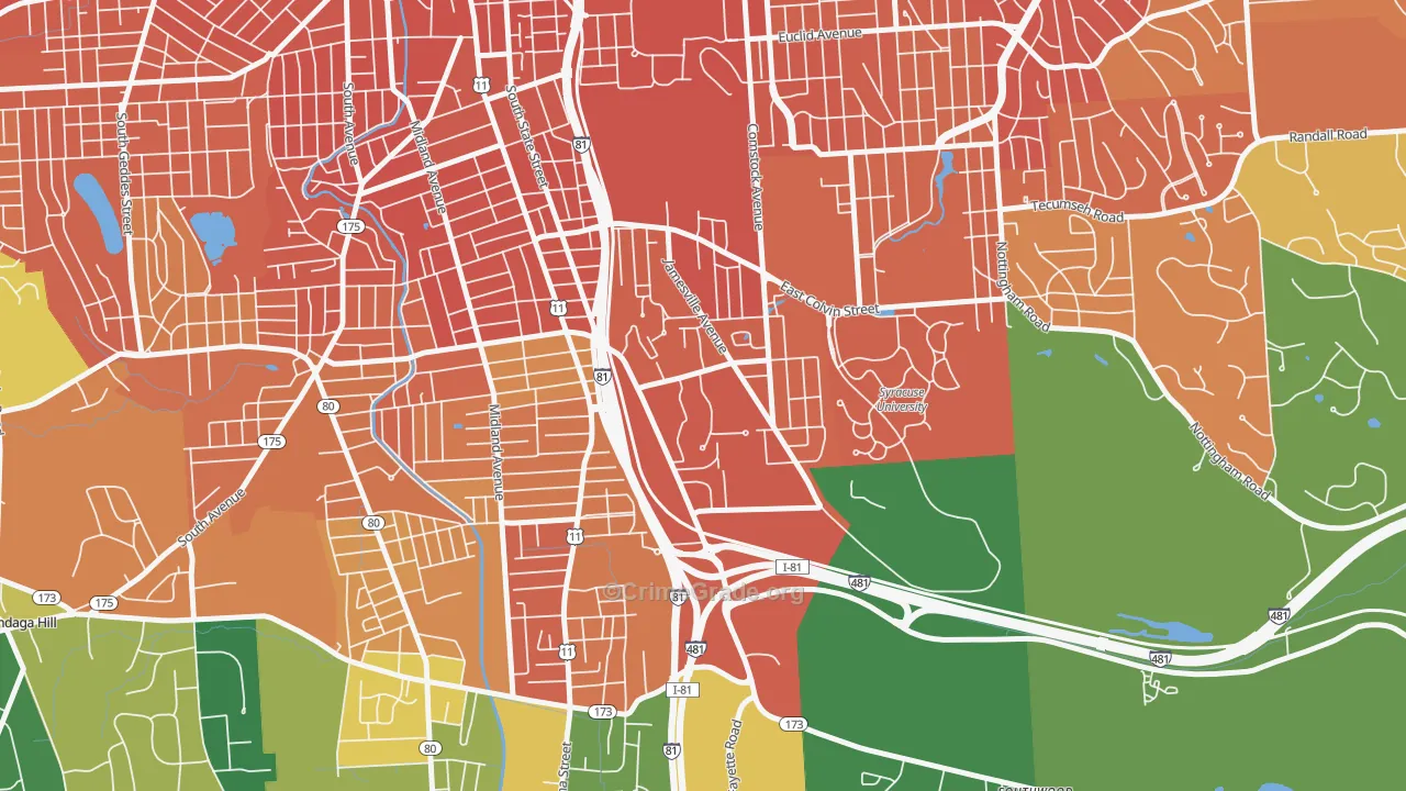 Outer Comstock, Syracuse, NY Map of Drug-Related Crime Rates