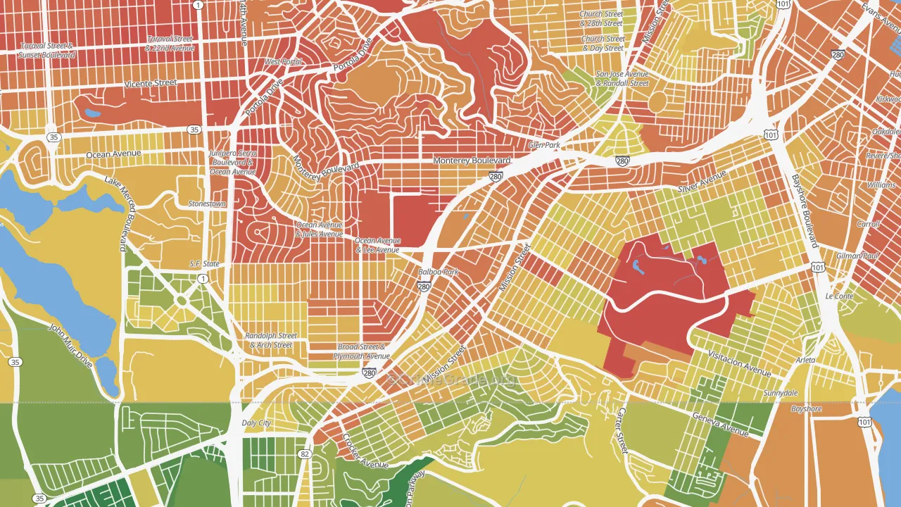 Outer Mission, San Francisco, CA Map of Drug-Related Crime Rates