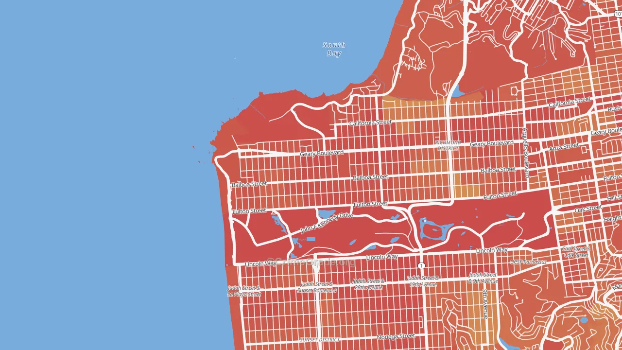 Outer Richmond, San Francisco, CA Map of Drug-Related Crime Rates