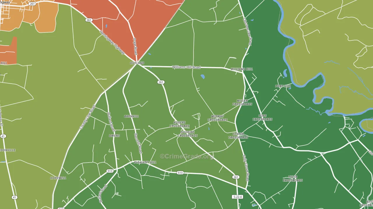 Outland, SC Map of Drug-Related Crime Rates