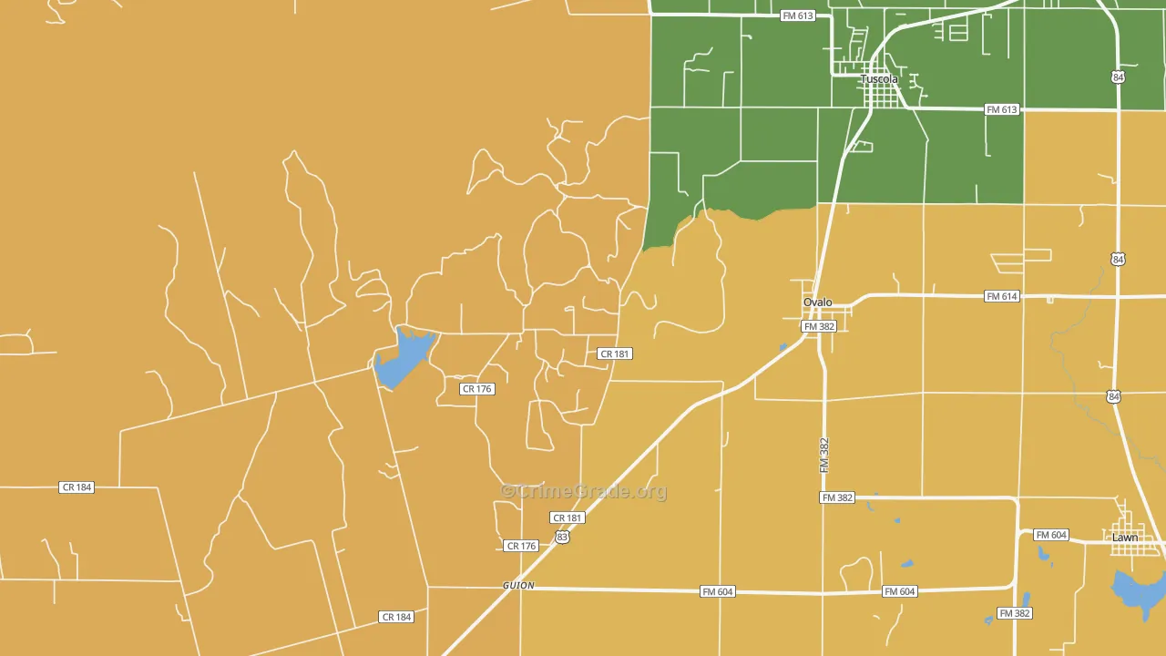 Ovalo, TX Map of Drug-Related Crime Rates