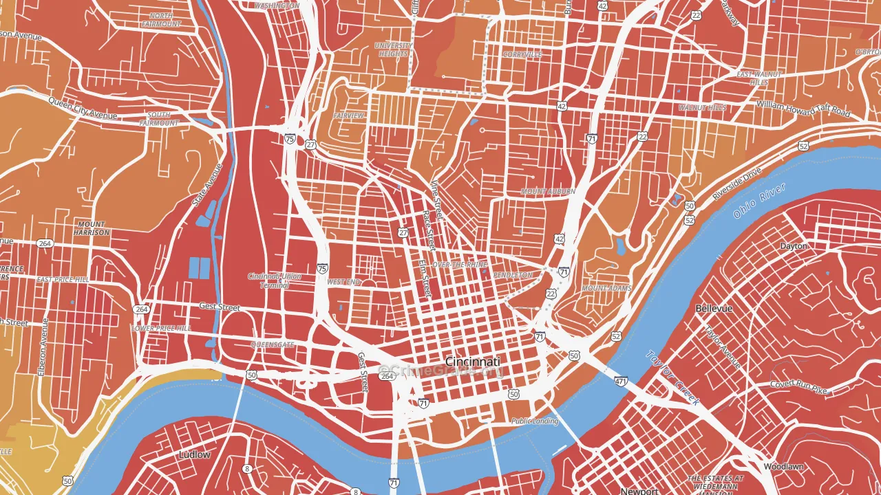 Over-the-Rhine, Cincinnati, OH Map of Drug-Related Crime Rates