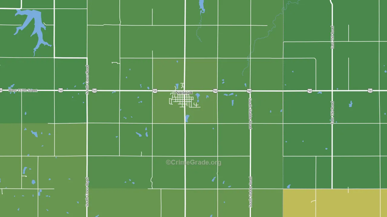 Overbrook, KS Map of Drug-Related Crime Rates