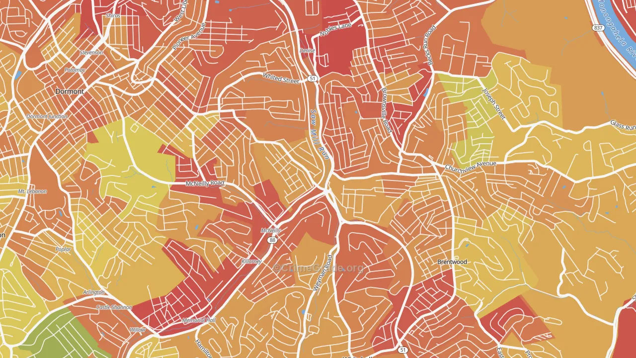 Overbrook, Pittsburgh, PA Map of Drug-Related Crime Rates