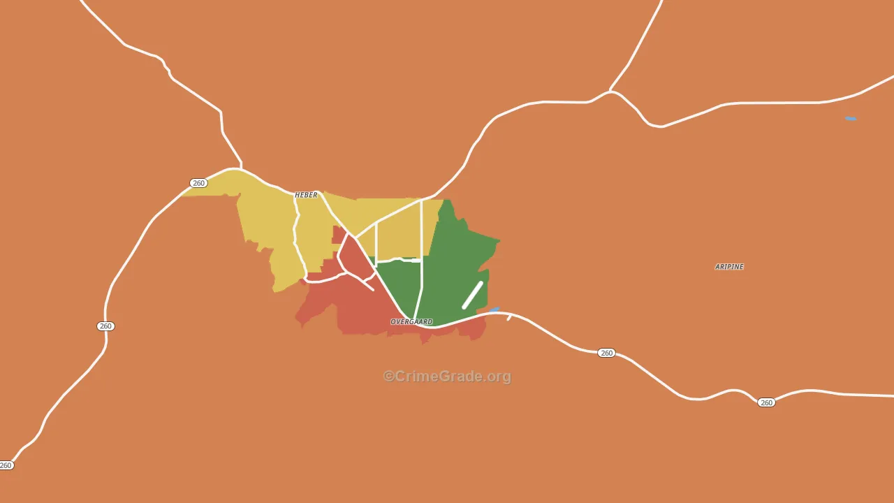 Overgaard, AZ Map of Drug-Related Crime Rates