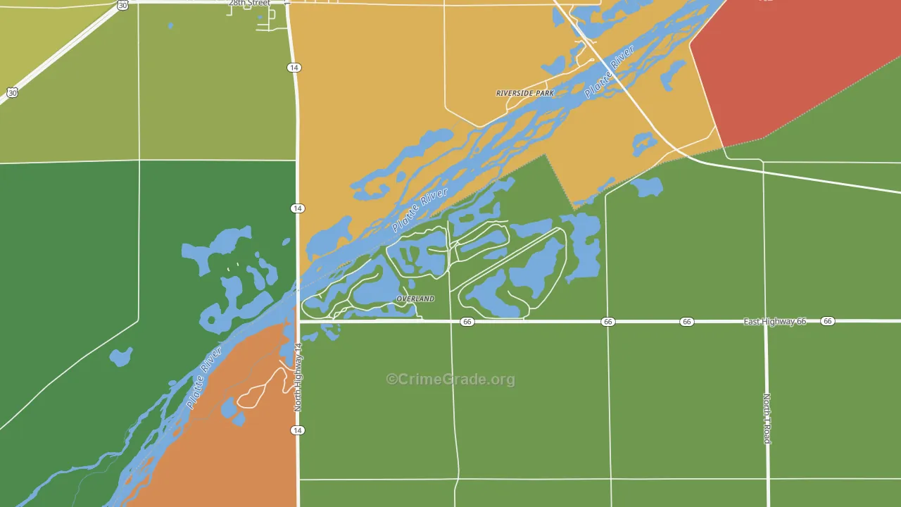 Overland, NE Map of Drug-Related Crime Rates