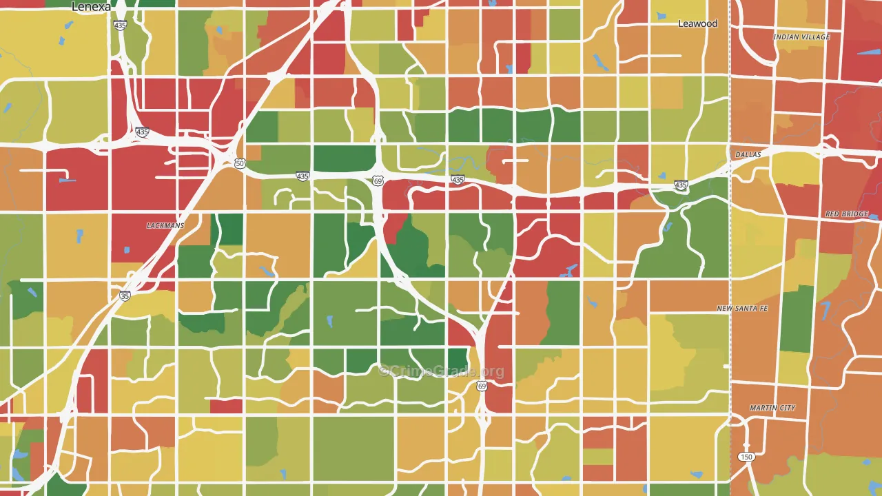 Overland Park, KS Map of Drug-Related Crime Rates