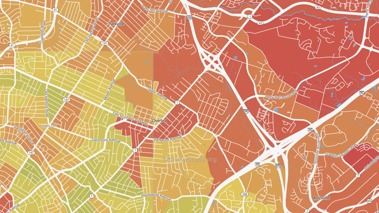Overlea, MD Map of Drug-Related Crime Rates