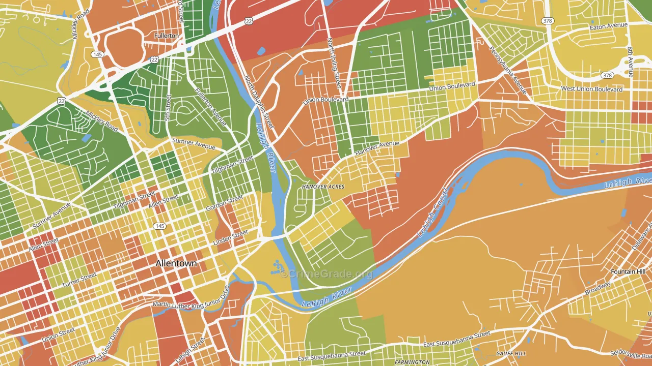 Overlook Park, Allentown, PA Map of Drug-Related Crime Rates