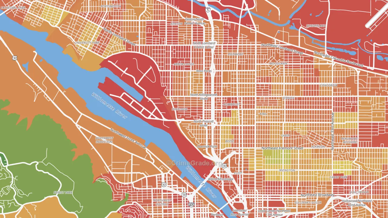 Overlook, Portland, OR Map of Drug-Related Crime Rates