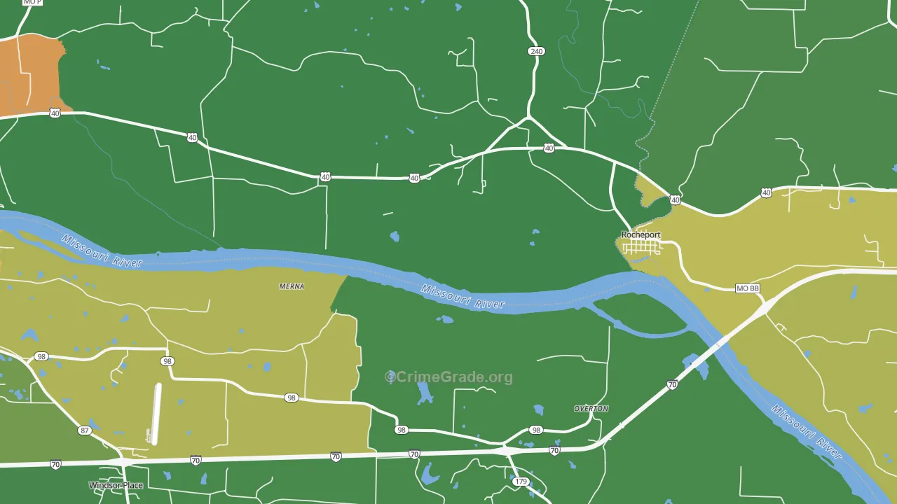 Overton, MO Map of Drug-Related Crime Rates