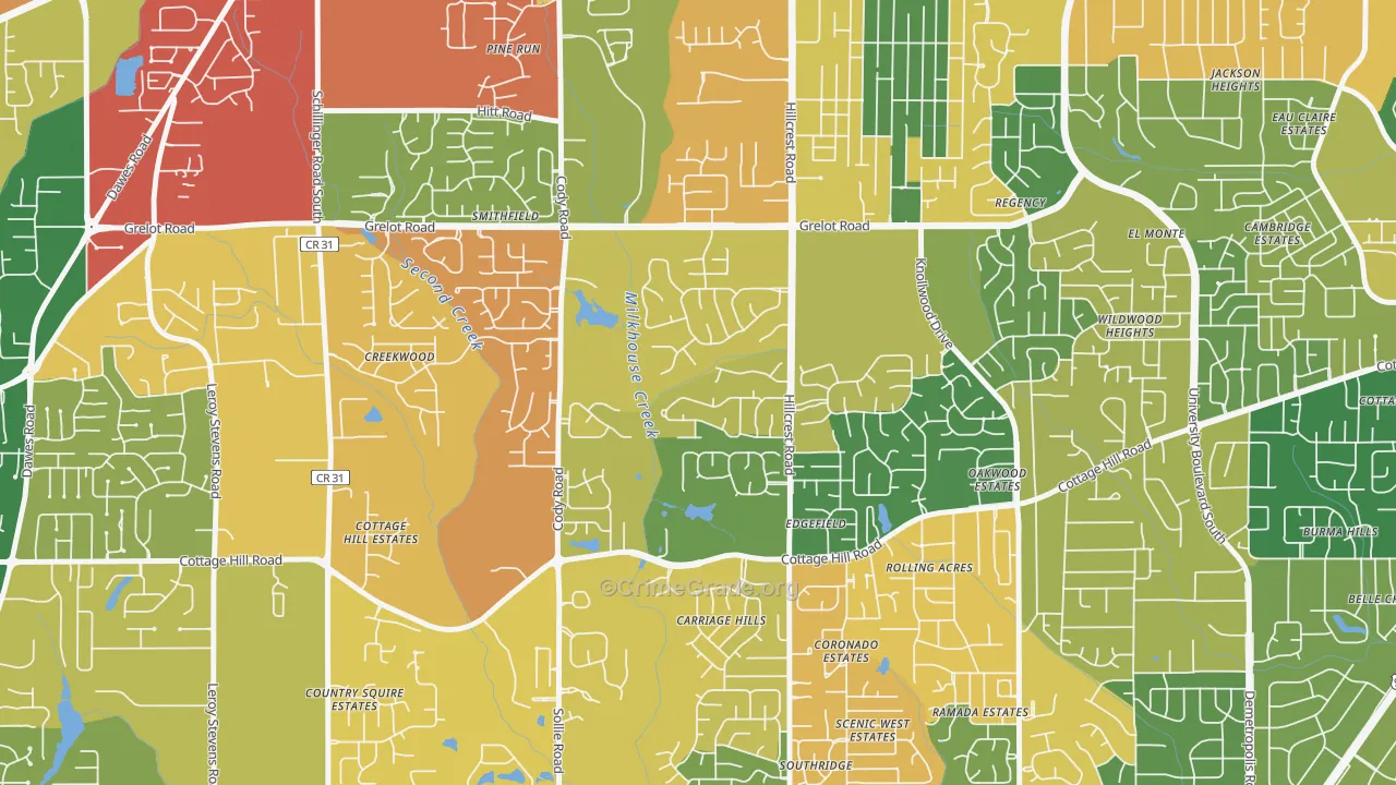 Overton, Mobile, AL Map of Drug-Related Crime Rates