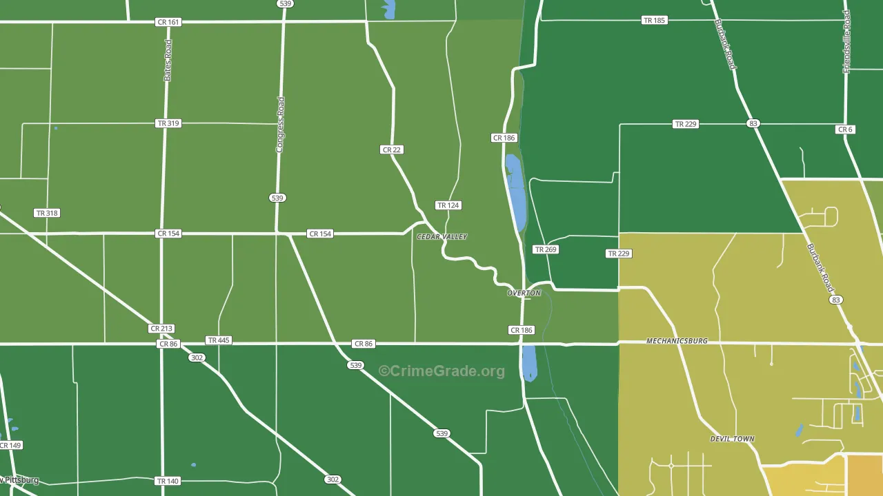 Overton, OH Map of Drug-Related Crime Rates