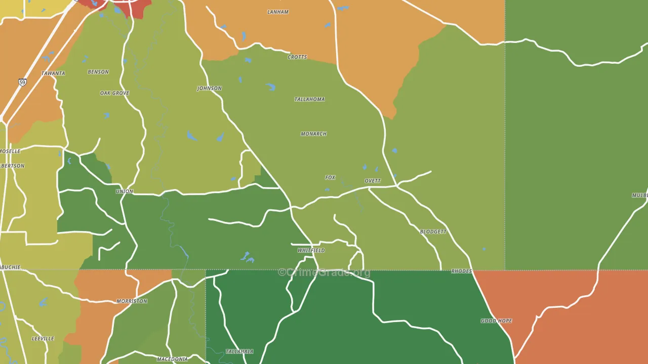 Ovett, MS Map of Drug-Related Crime Rates