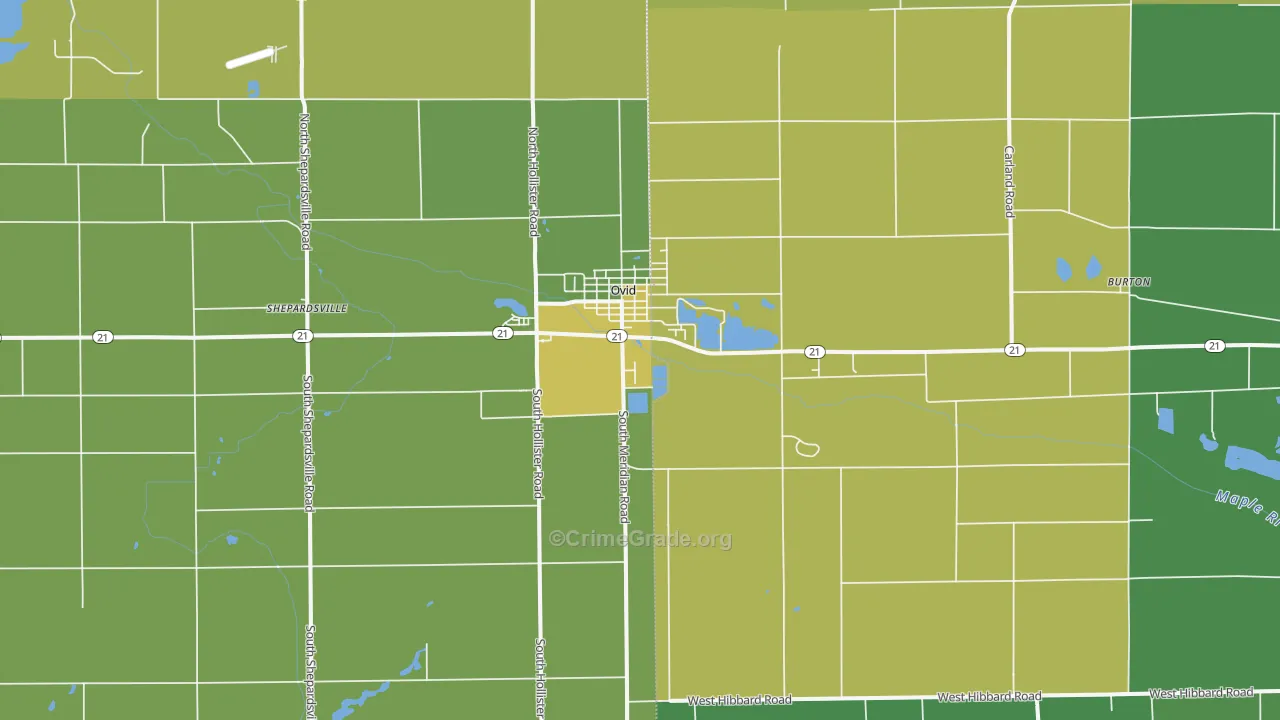 Ovid, MI Map of Drug-Related Crime Rates