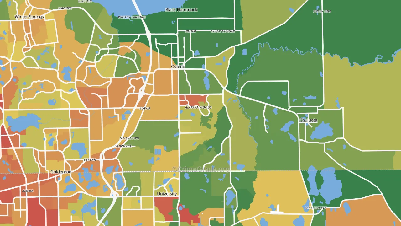 Oviedo, FL Map of Drug-Related Crime Rates