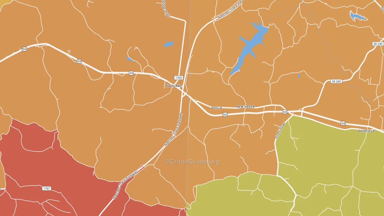 Ovilla, TN Map of Drug-Related Crime Rates
