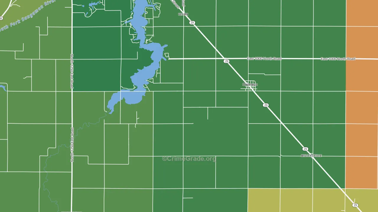 Owaneco, IL Map of Drug-Related Crime Rates