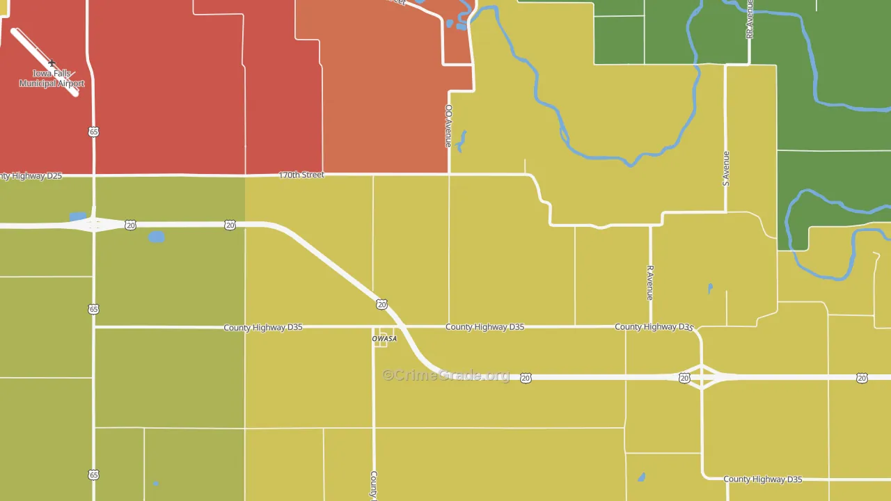 Owasa, IA Map of Drug-Related Crime Rates