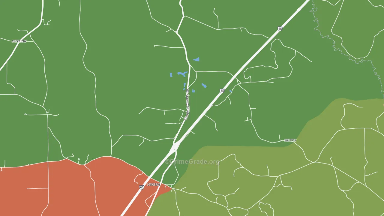 Owassa, AL Map of Drug-Related Crime Rates