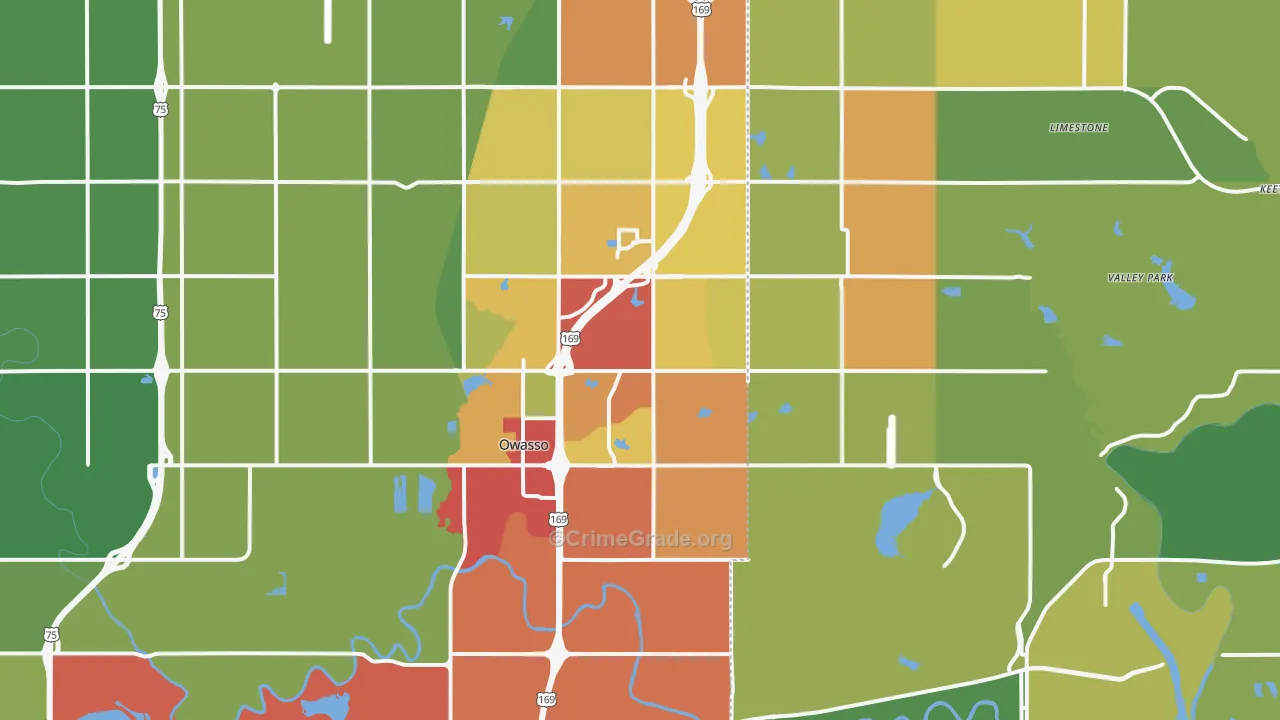 Owasso, OK Map of Drug-Related Crime Rates