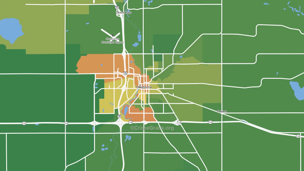Owatonna, MN Map of Drug-Related Crime Rates