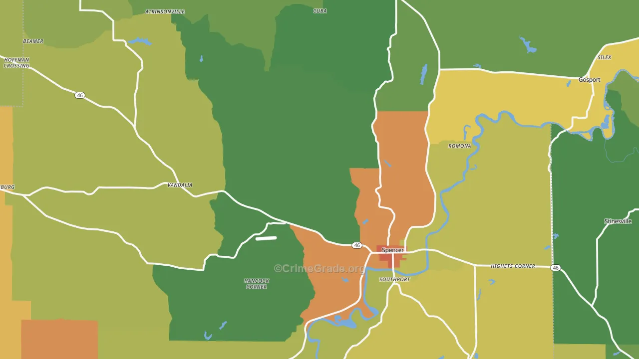 Owen County, IN Map of Drug-Related Crime Rates